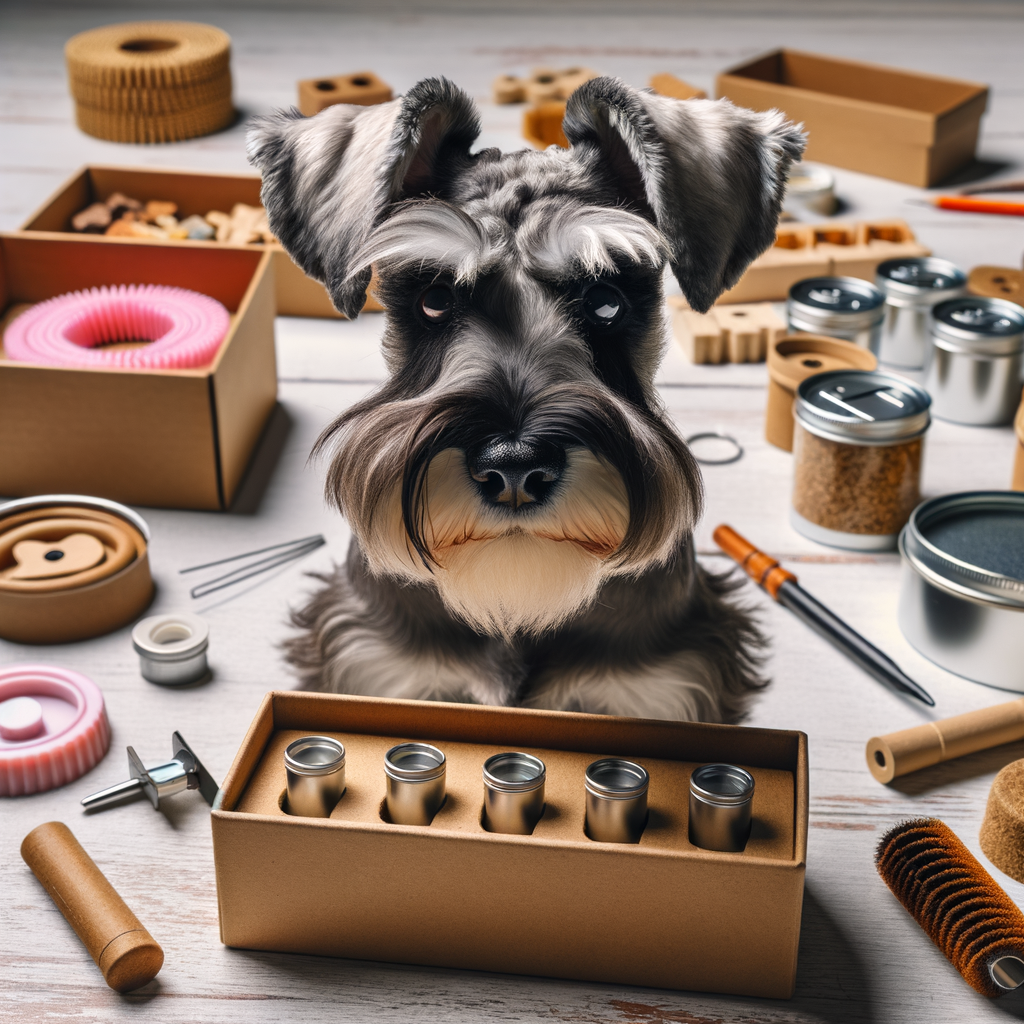 Mini Schnauzer actively participating in scent work training for mental stimulation, showcasing the impact and benefits of scent work for dogs, especially for Schnauzer mental health.
